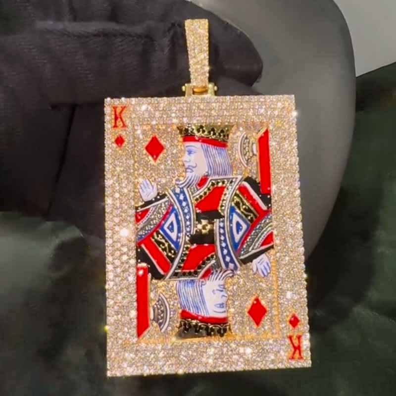 Custom King of Moissanite Enamel Pendant