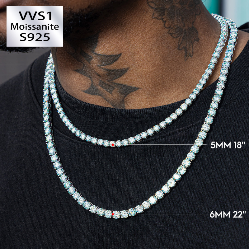 4mm Ice Rare Blue Moissanite Tennis Chain