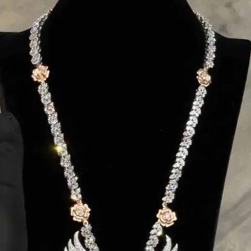 Moissanite "Flyboy Lifestyle" Letter Wings Rose Cross Pendant Set