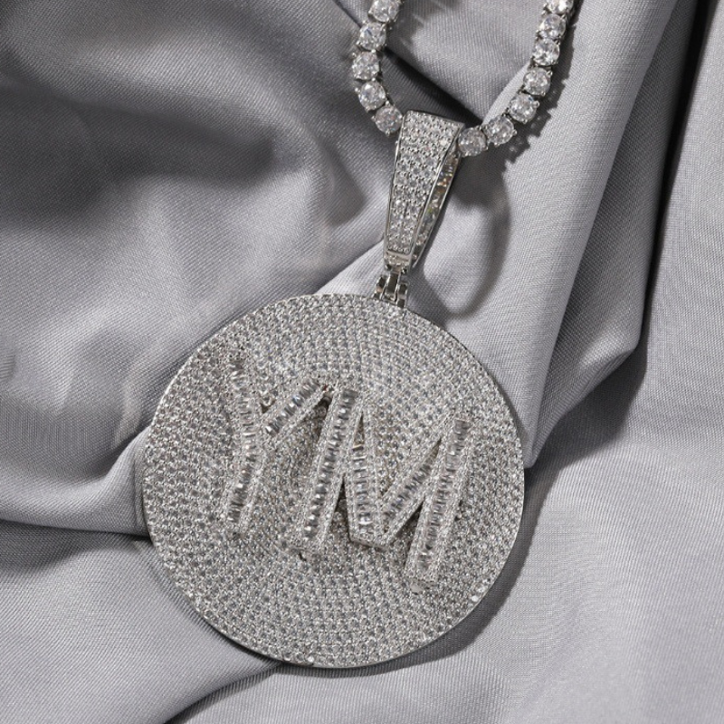 Moissanite Hip-Hop Customized Letter Large Disc Pendant