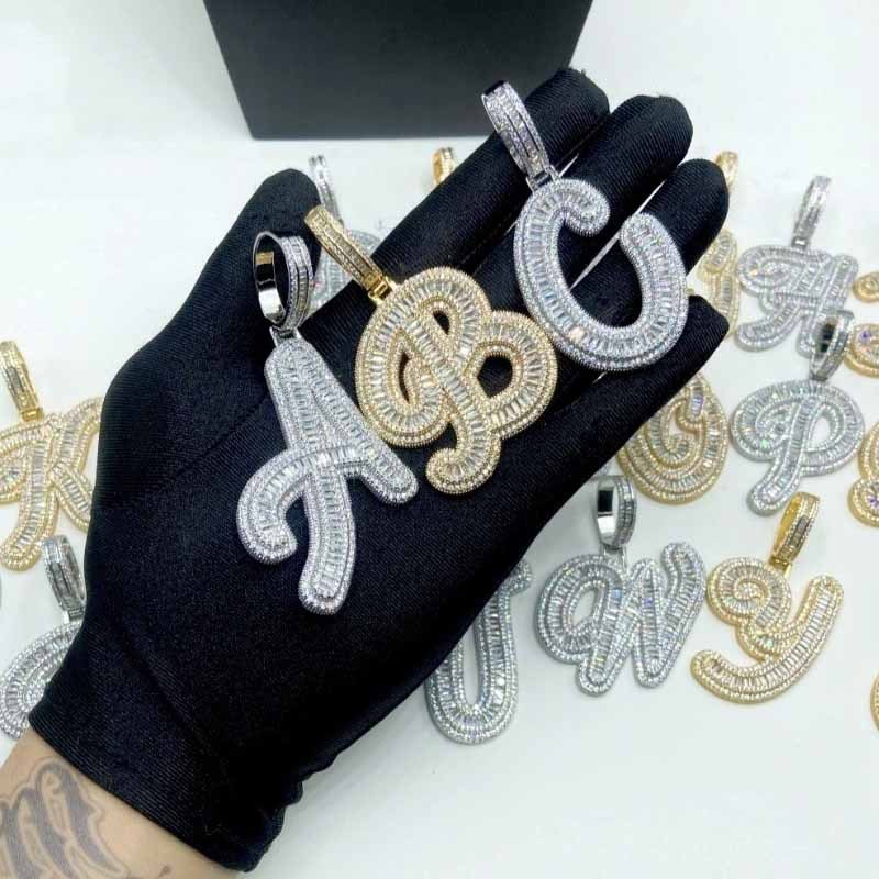 Moissanite Square Trapezoid Diamond 26-Letter Pendant