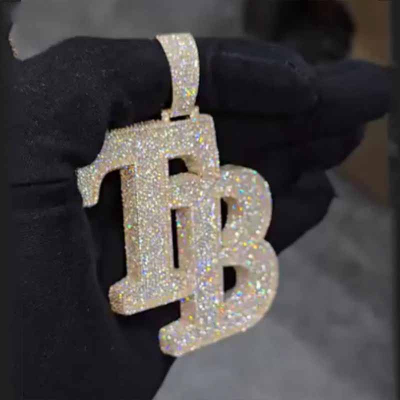 S925 Moissanite Letter Pendant