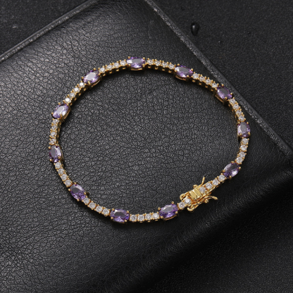 2mm Moissanite Colorful Egg Shaped Gemstone Tennis Bracelet