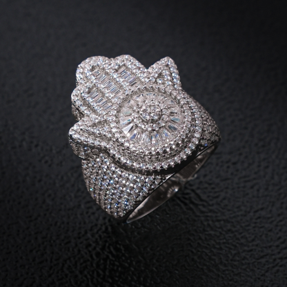 Moissanite Palm Baguette Ring