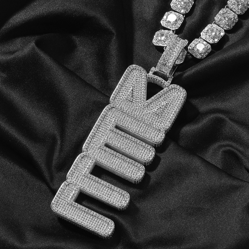 Moissanite Iced-Out Bold Vertical Customized Letter Pendant