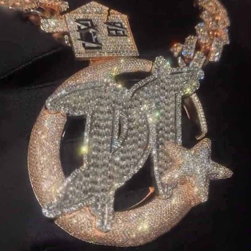 Moissanite Star Moon DT Letter Pendant