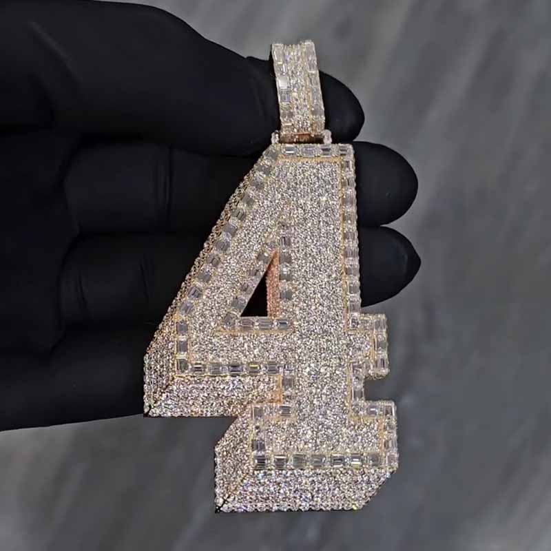 Moissanite Baguette Number 4 Pendant