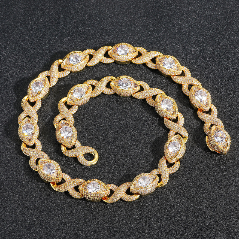 15mm Moissanite Hip Hop Eye Cross Unlimited Cuban Chain