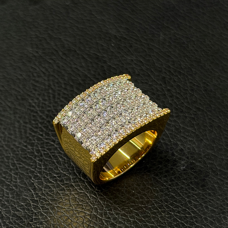 T-shaped Moissanite Flat Curved Design Men's Ring