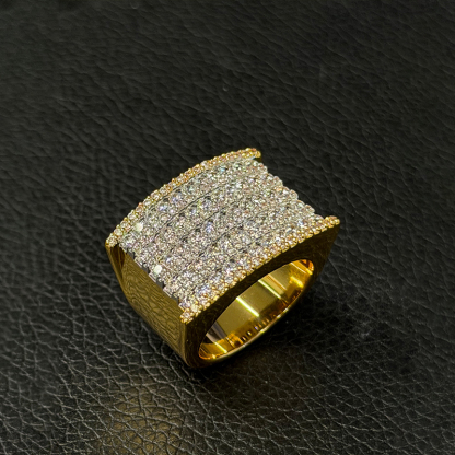 T-shaped Moissanite Flat Curved Design Men's Ring