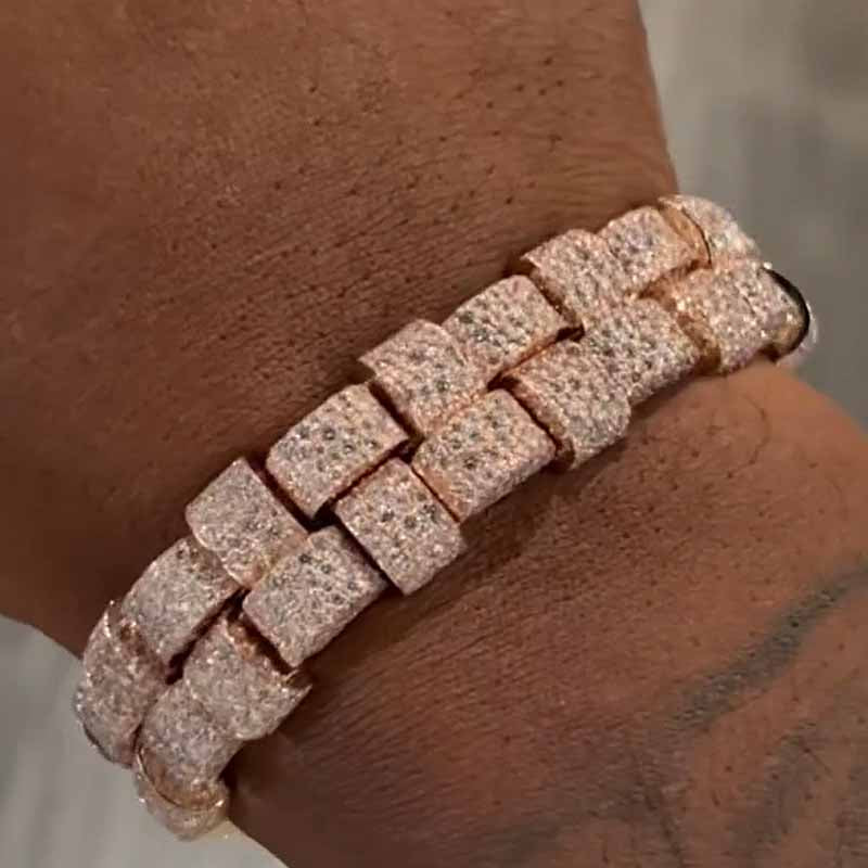 Moissanite Block Double Row Baguette Bracelet