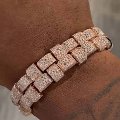 Moissanite Block Double Row Baguette Bracelet