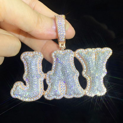 Moissanite Bone Joint Shape Letter Custom Pendant