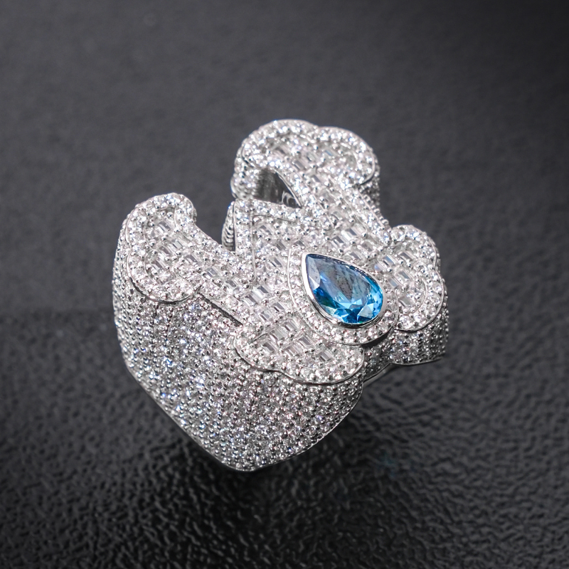 Moissanite Sparkling Crown Sapphire Ring