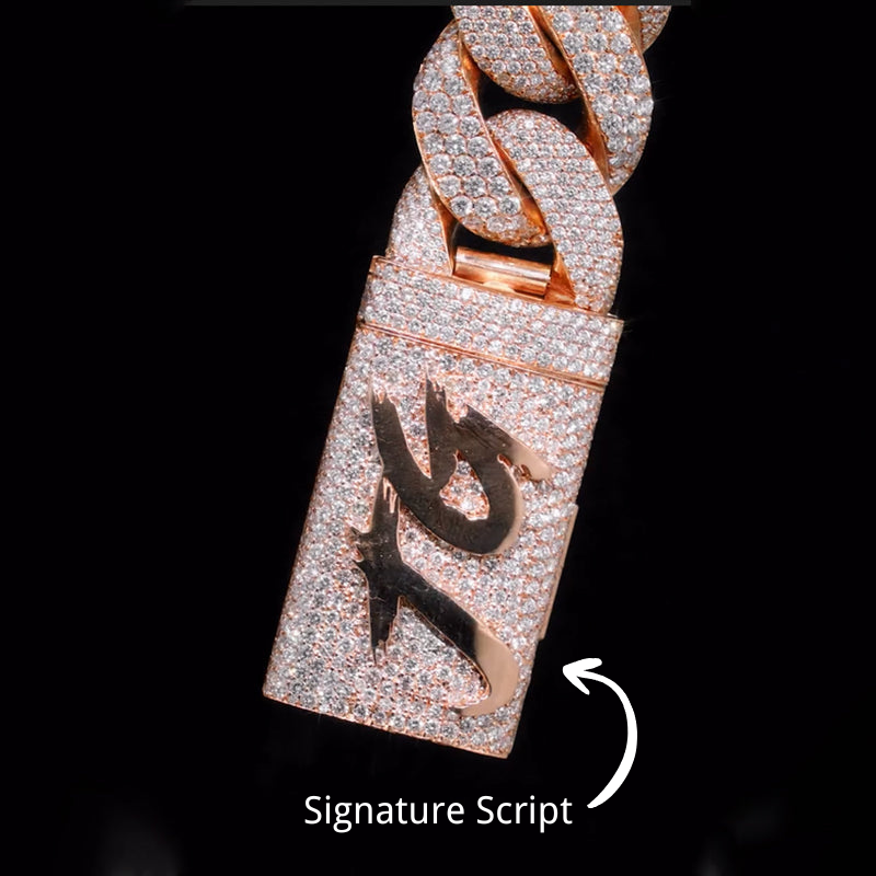 24mm S925 Moissanite Custom Letter Full Diamond Cuban Chain
