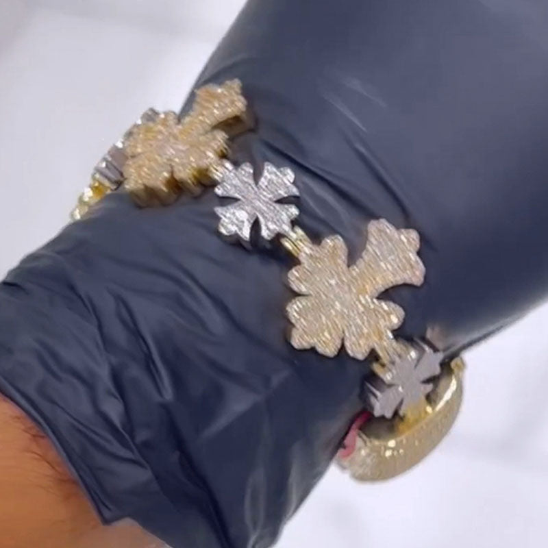 Moissanite Snowflake Creative Cross Bracelet