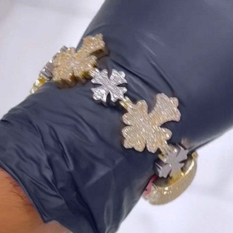 Moissanite Snowflake Creative Cross Bracelet