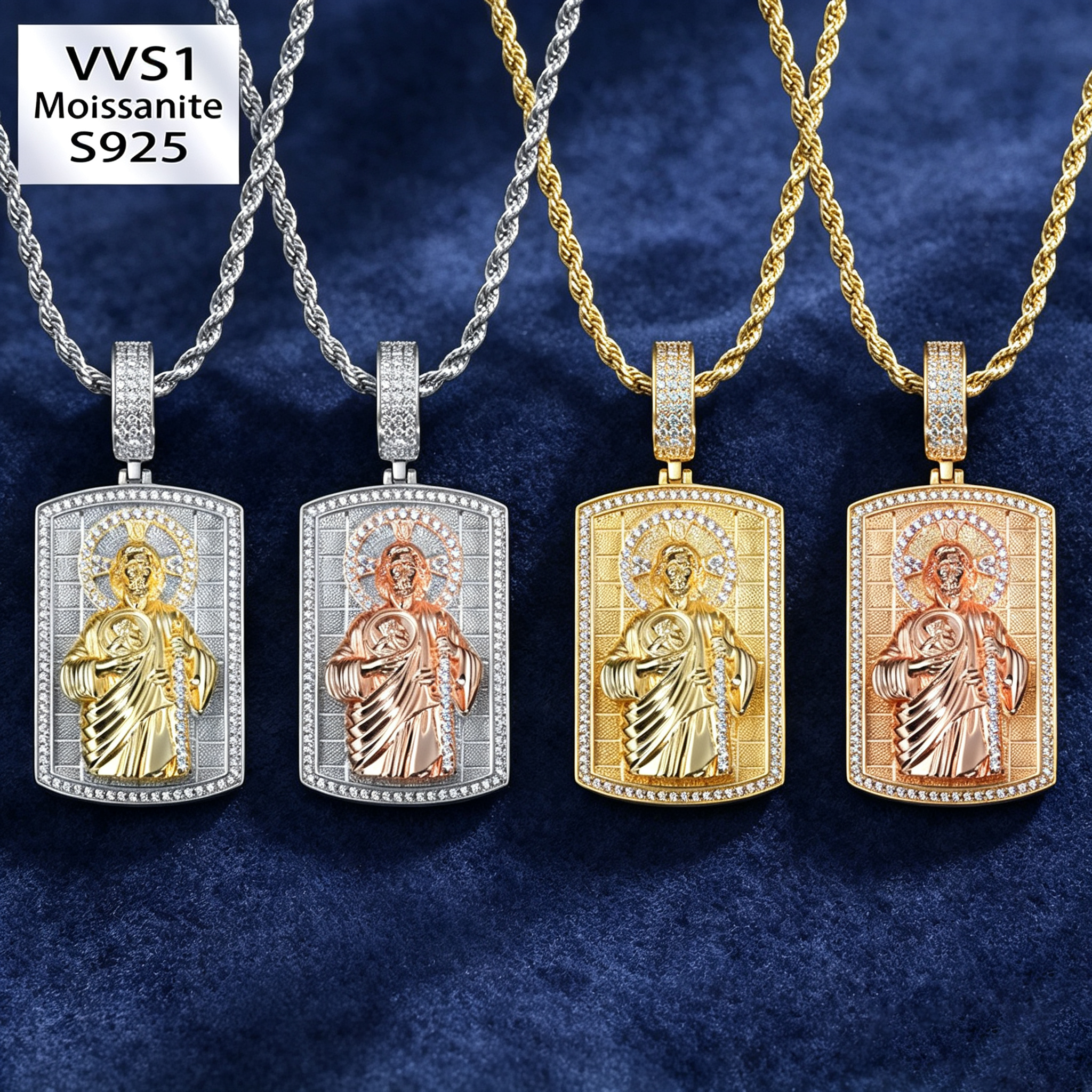 S925 Moissanite Jesus Portrait Pendant