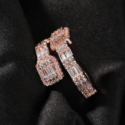 Moissanite Hip Hop Baguette Open Geometric Ring