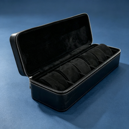 6-Slot Portable Zippered Watch Rounded Corners Case