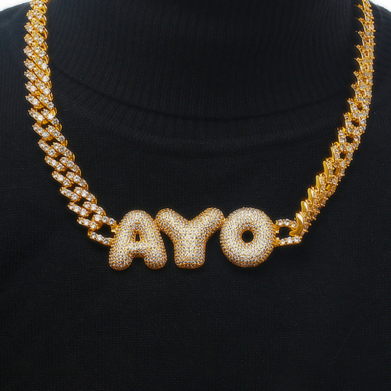 Moissanite Bubble Ball Font Customizable Letter Pendant Set