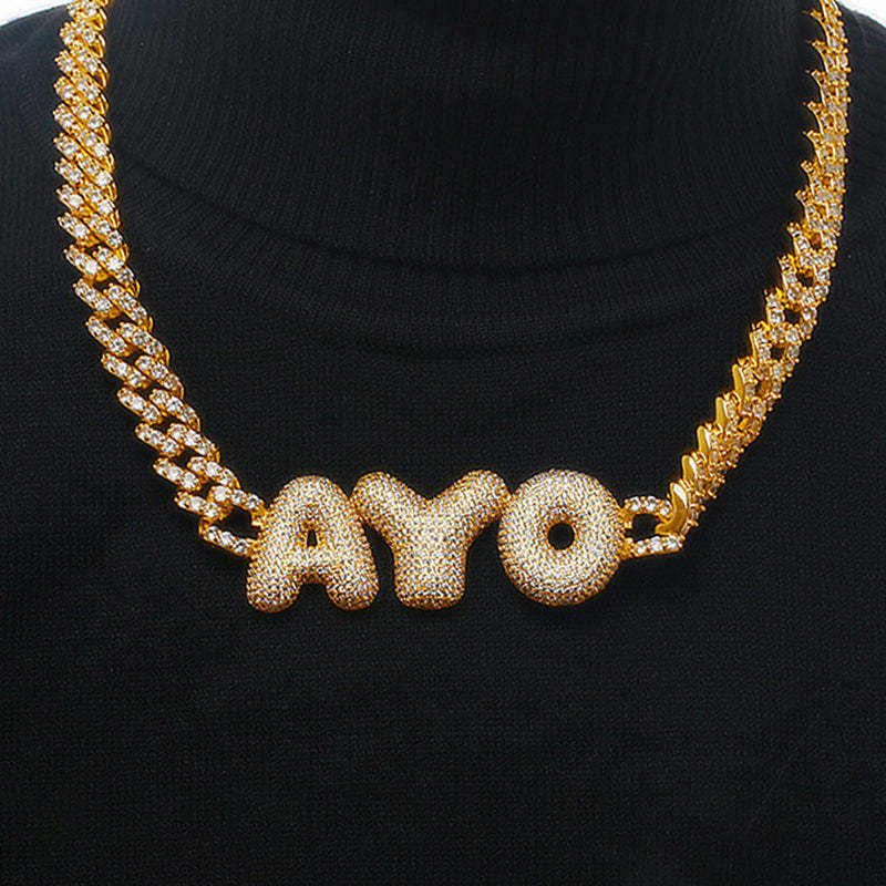 Moissanite Bubble Ball Font Customizable Letter Pendant Set