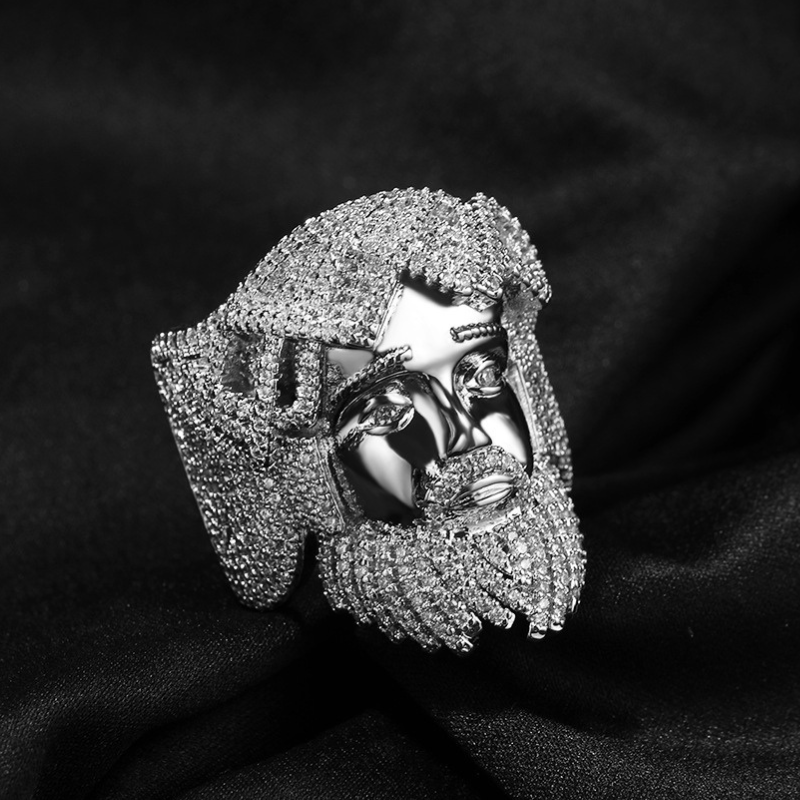 Moissanite Hip Hop Retro Jesus Portrait Ring
