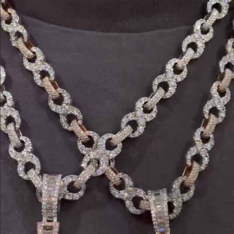 Maple Leaves on Infinity Chains Moissanite  Pendant Set