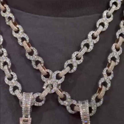 Maple Leaves on Infinity Chains Moissanite  Pendant Set