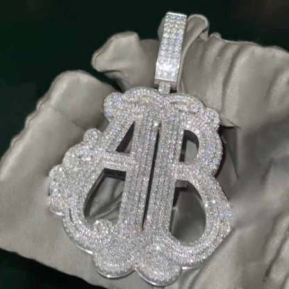 S925 Moissanite AB Letter Pendant