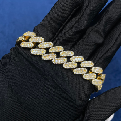 Moissanite Baguette Cuban Bracelet