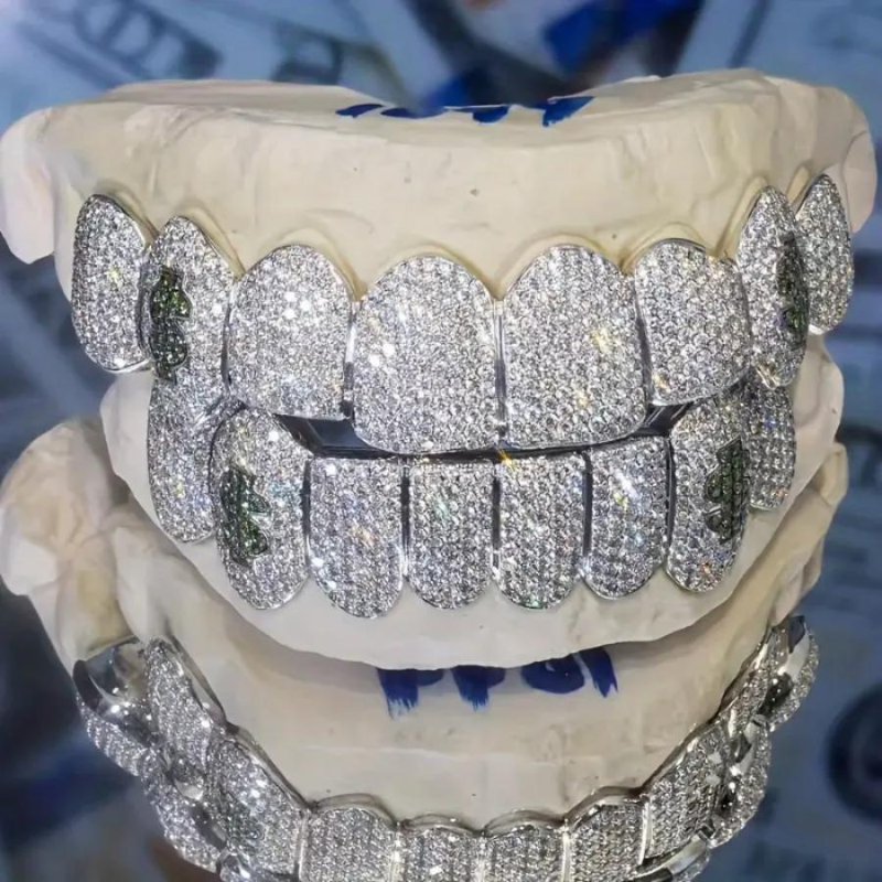 Moissanite Hip Hop Black Dollar Grillz