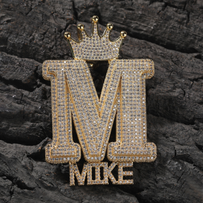 Moissanite Crown Buckle Personalized Letter Custom Pendant