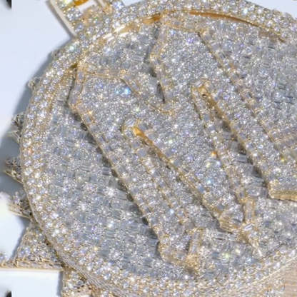 S925 Moissanite Letter M Round Pendant