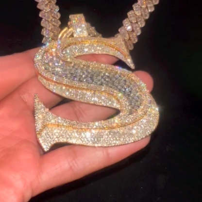 S925 Moissanite Letter S Pendant Set