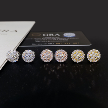 Moissanite Hip Hop Flower Round Earrings