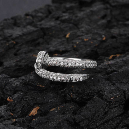 Moissanite Pin Geometric Design Ring