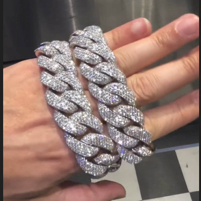 24mm Moissanite Custom Cuban Link Bracelet