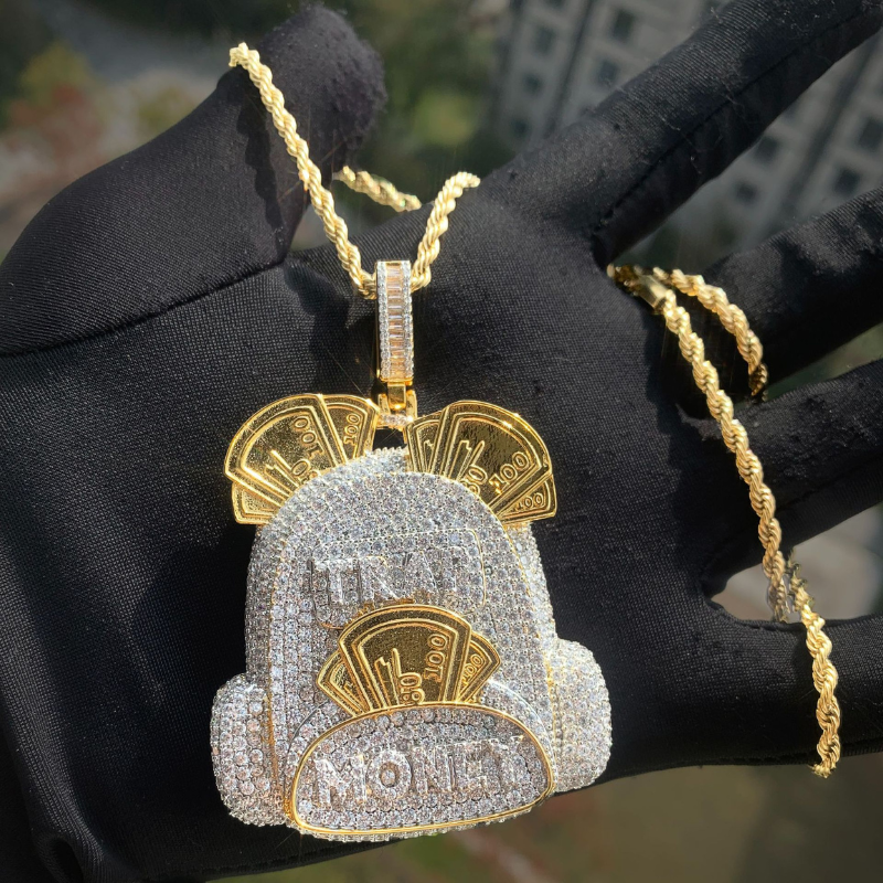 Moissanite Hip Hop Letter Backpack Pendant