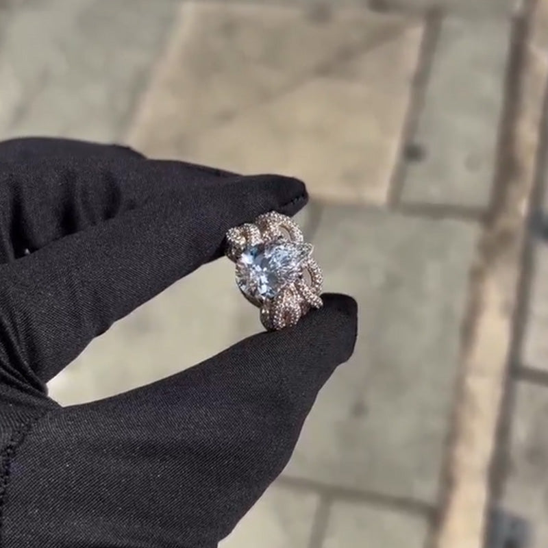 Spirit Snake Entanglement Pear Moissanite Ring
