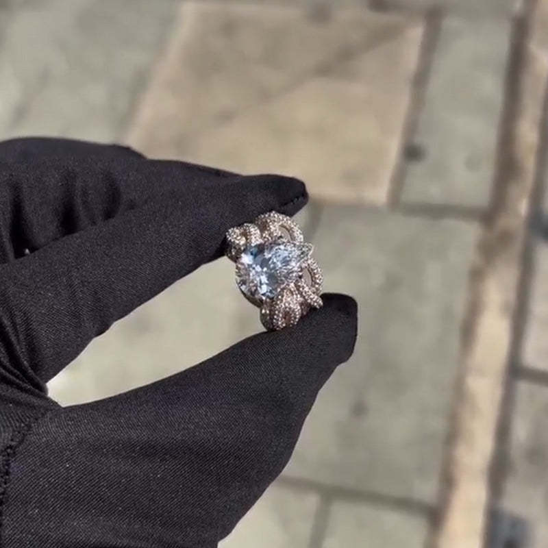 Spirit Snake Entanglement Pear Moissanite Ring