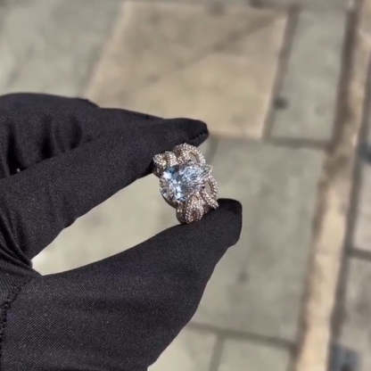 Spirit Snake Entanglement Pear Moissanite Ring
