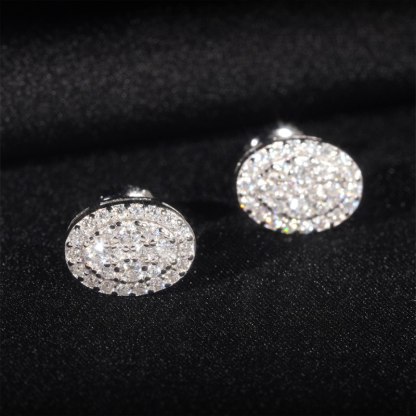 Moissanite Hip Hop Oval Earrings