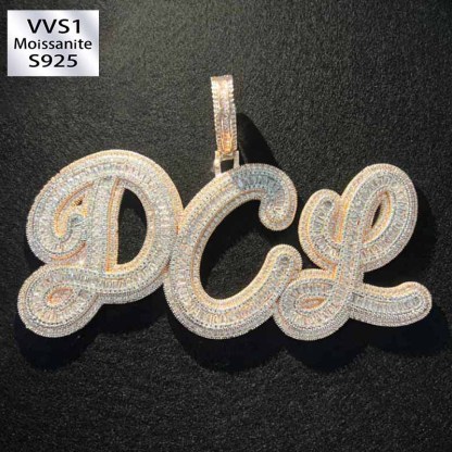 Moissanite Hip Hop Baguette Custom Letter Pendant