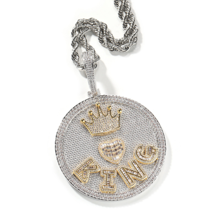 Moissanite Hip Hop Crown Love Letter Custom Pendant
