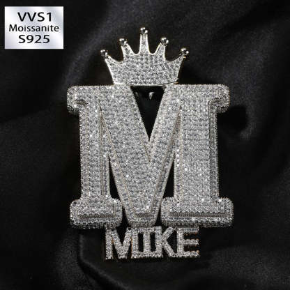 Moissanite Crown Buckle Personalized Letter Custom Pendant