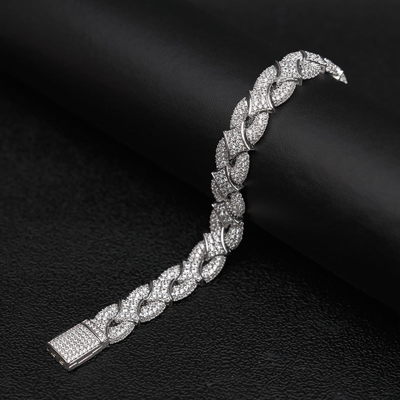 Iced Out Rhombus Interlocking Moissanite Bracelet