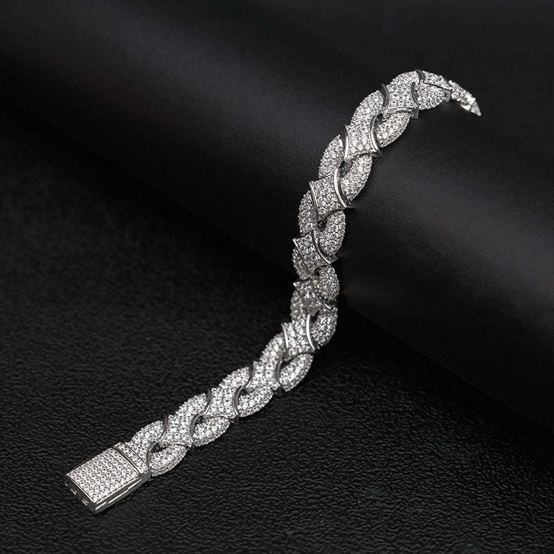 Iced Out Rhombus Interlocking Moissanite Bracelet