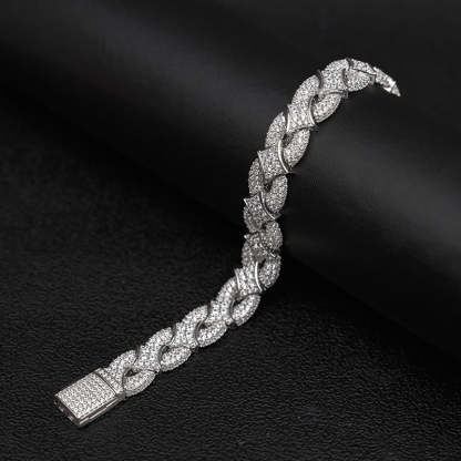 Iced Out Rhombus Interlocking Moissanite Bracelet
