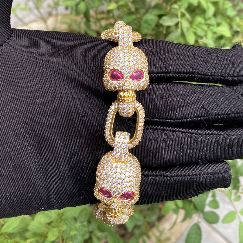 Moissanite Hip Hop Skull Bracelet